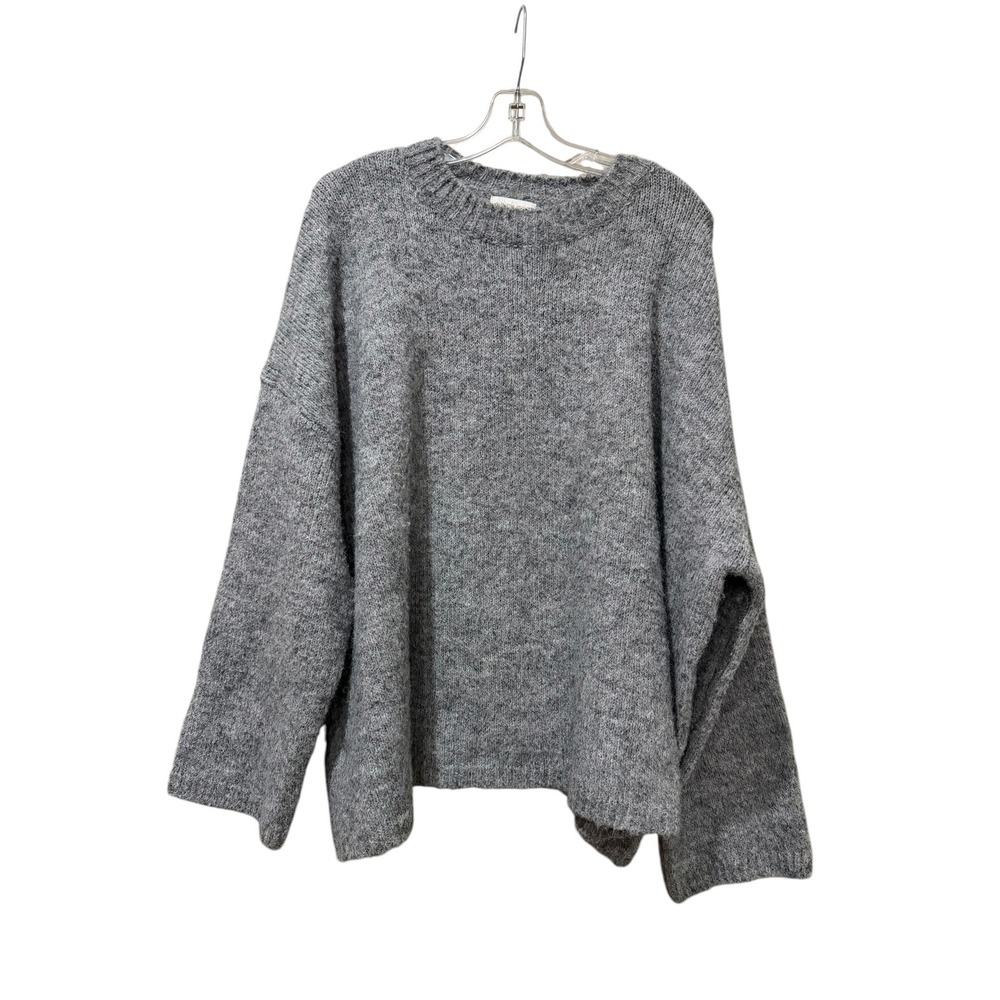 Apricot Women Grey Marl Wool Blend Oversized Crew Neck Knit Sweater Large